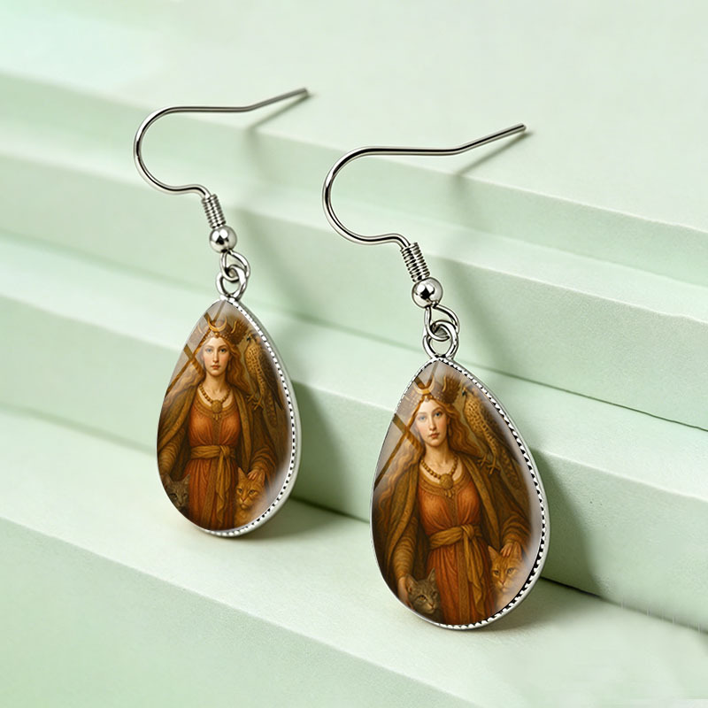 Retro Mythical God Falcon Teardrop Earrings, Unisex